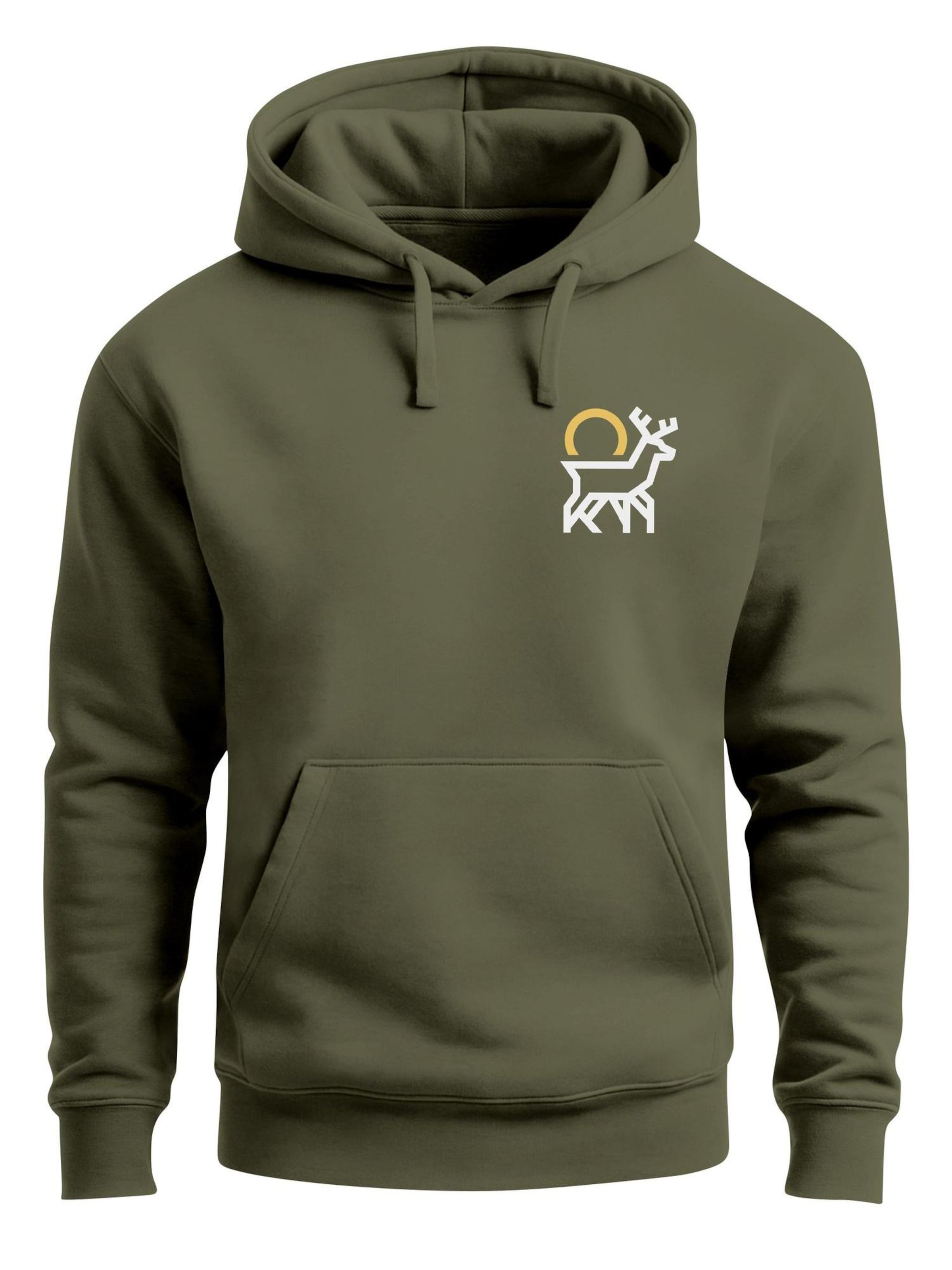 Neverless Sweatshirt 'Hirsch Sonne' in Green: front
