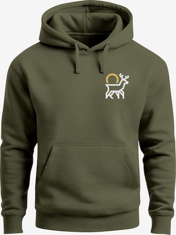 Neverless Sweatshirt 'Hirsch Sonne' in Grün: Vorderseite