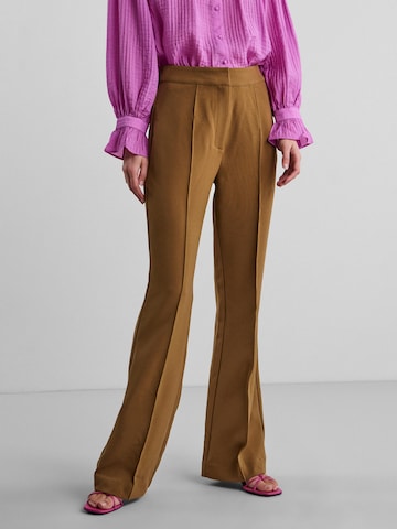 Y.A.S Flared Trousers with creases 'Crima' in Brown