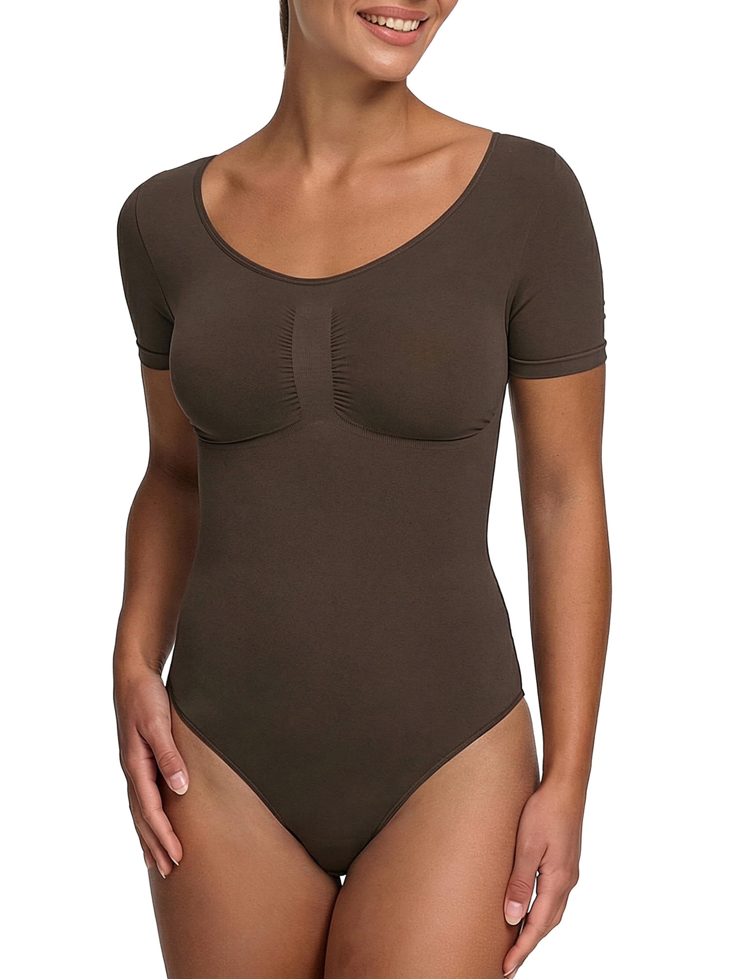 Body modelant 'T-Shirt Bodysuit Sculpting Shapewear mit Slip' cfab (formerly creamy fabrics) en marron : devant