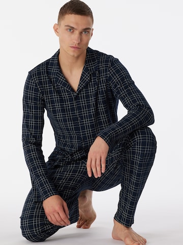 SCHIESSER Pyjama lang ' Fine Interlock ' in Blauw
