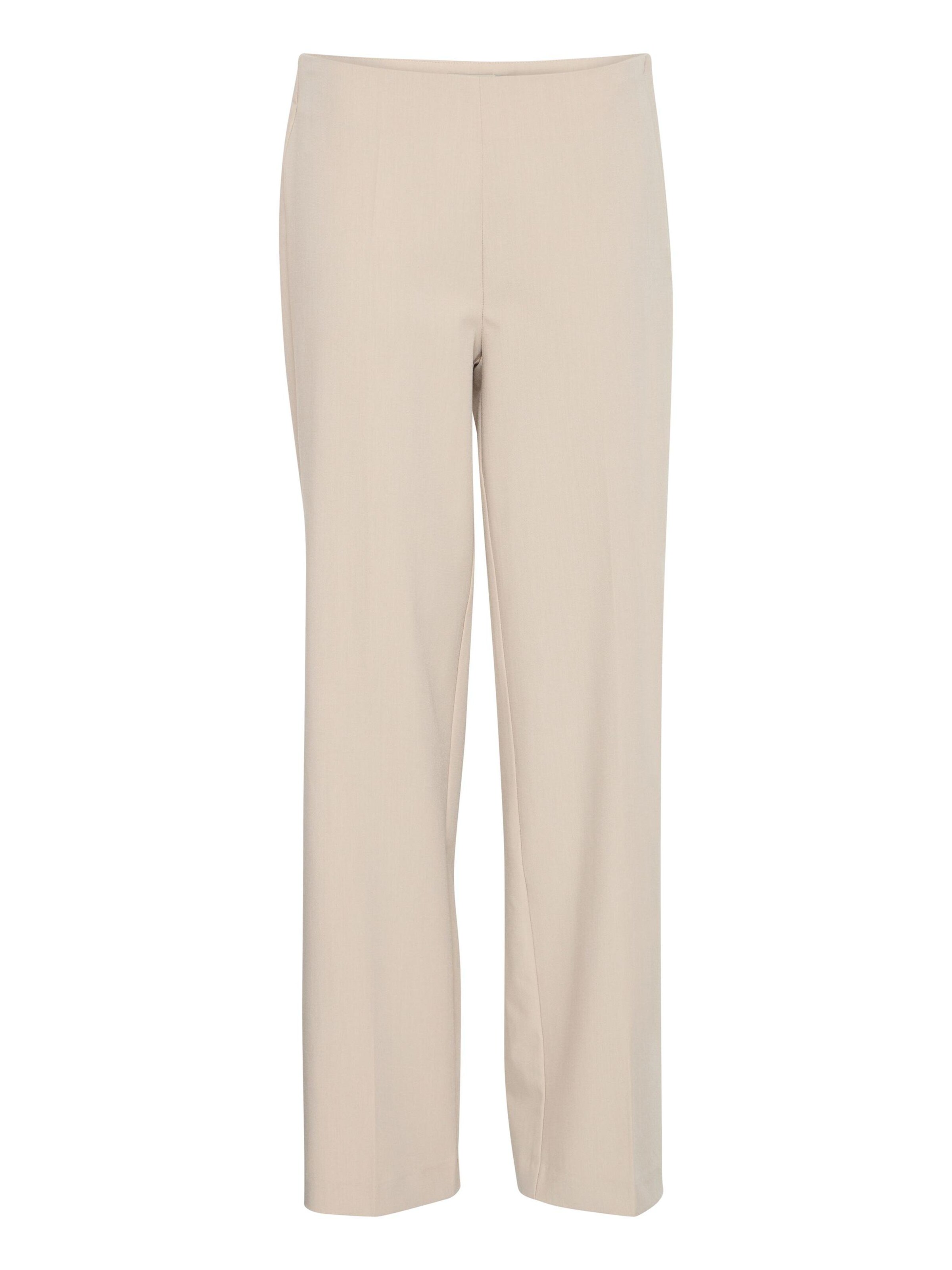 Fransa Regular Trousers with creases 'ABIGAIL' in Beige: front