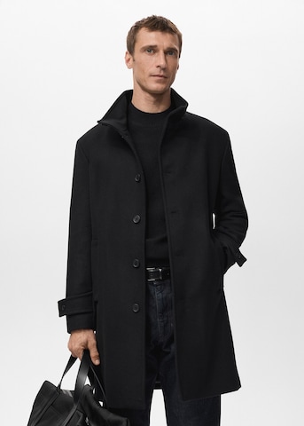 MANGO MAN Between-Seasons Coat 'Funnel' in Black: front