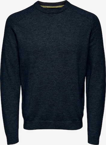 Only & Sons Sweater 'Edward' in Blue: front