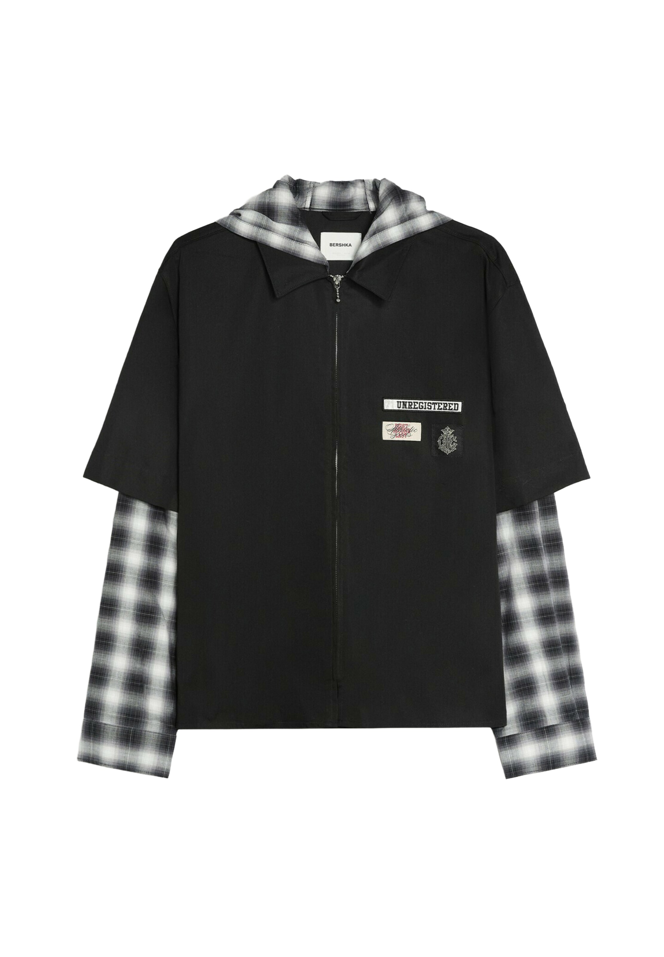 szürke / antracit / fekete / fehér Bershka Átmeneti dzseki - XS, Termék nézet
