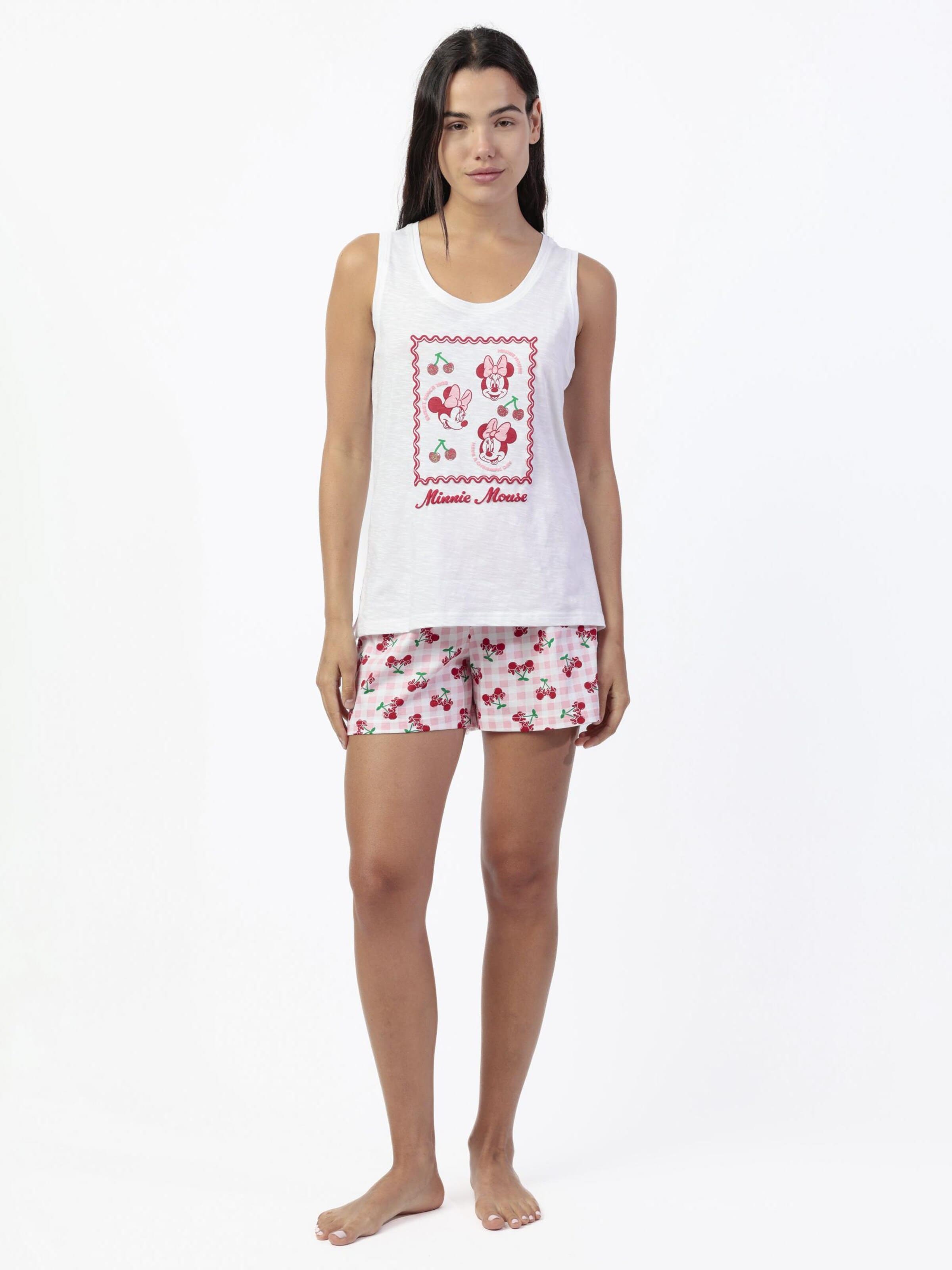 DISNEY - Pijama 'DISNEY Pijama Sin mangas Minnie Cherry para Mujer' en blanco: frente