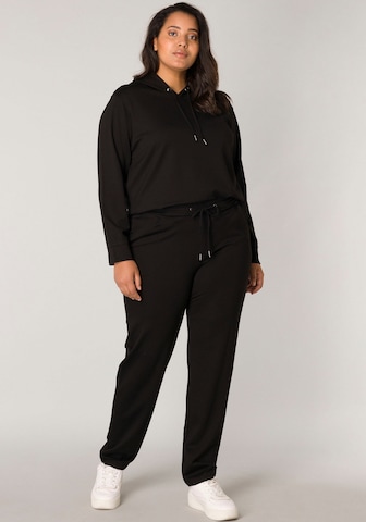 BASE LEVEL CURVY Regular Pleat-Front Pants in Black