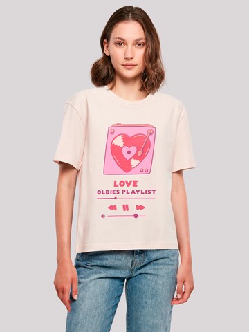 F4NT4STIC Shirt 'Love Oldies Playlist  Valentinstag' in Roze: voorkant