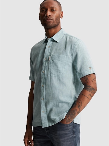 Regular fit Camicia 'Shirt with short sleeves in cotton/linen twill' di CAST IRON in blu