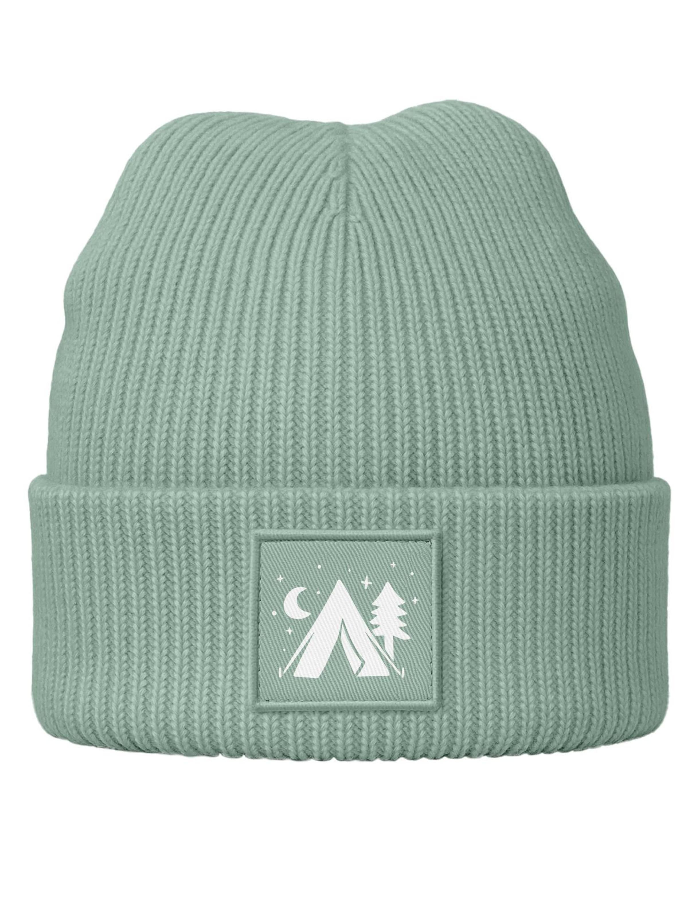 Neverless Beanie 'Camping' in Green: front