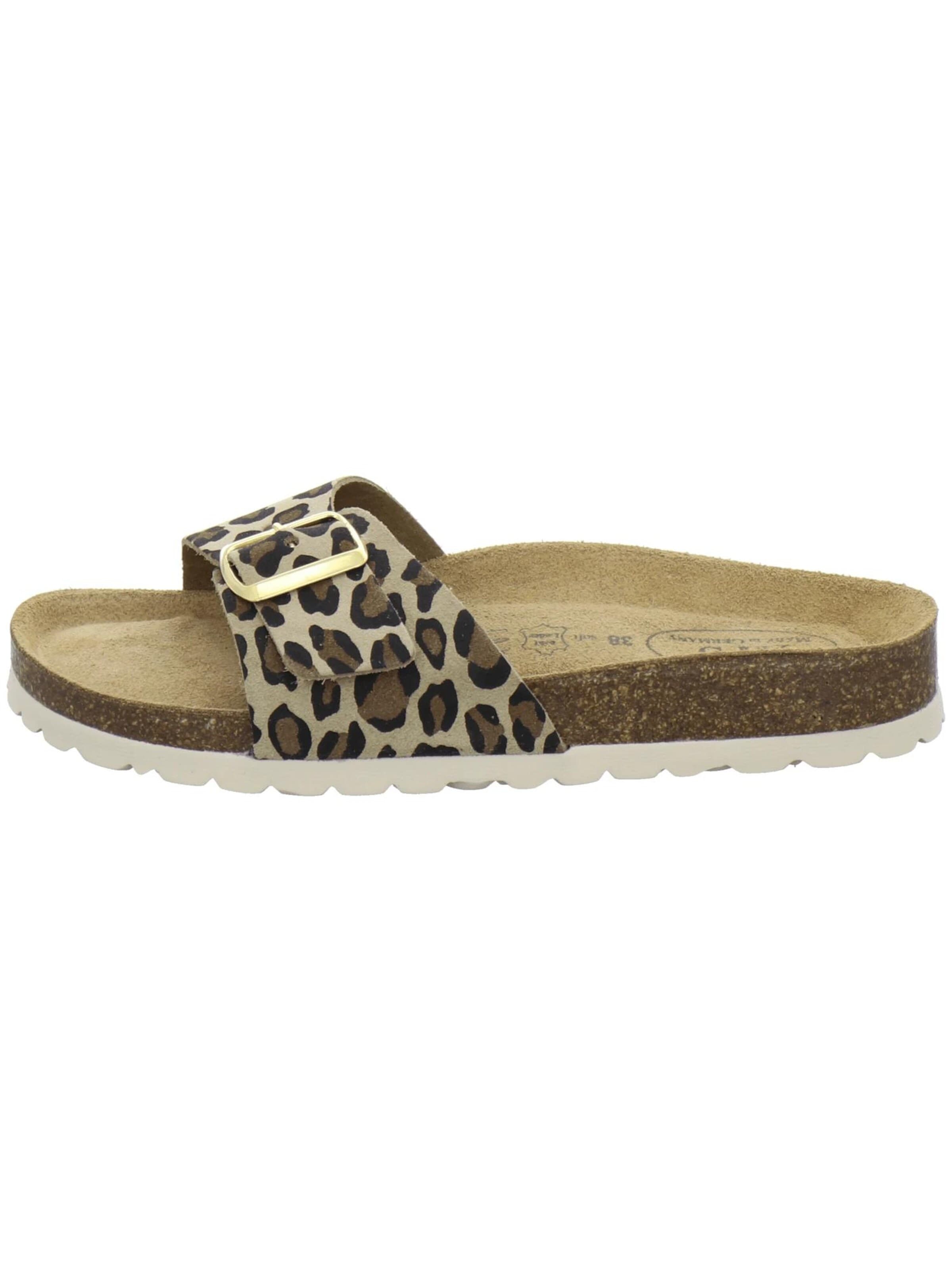 AFS-Schuhe - Zapatos abiertos 'Pantoletten Damen Einschnaller leo-beige' en beige
