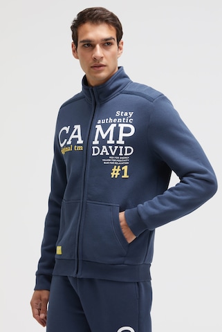 CAMP DAVID Zip-Up Hoodie in Blue: front