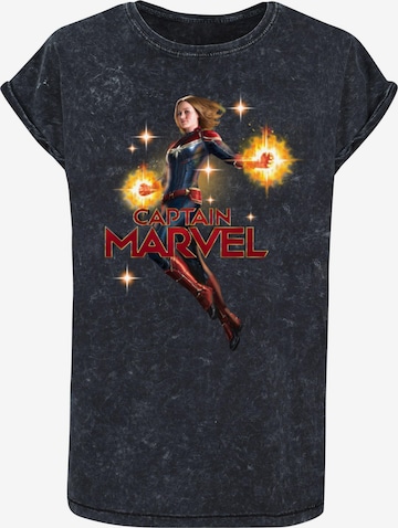 ABSOLUTE CULT Shirt 'Captain Marvel - Carol Danvers' in Zwart: voorkant