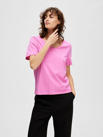 T-shirt SELECTED FEMME en rose : devant