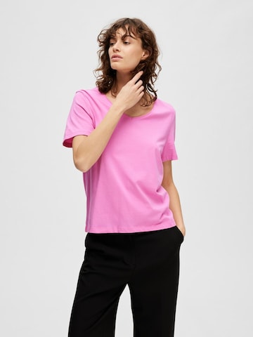 T-shirt SELECTED FEMME en rose : devant