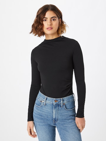 River Island Shirt Bodysuit in Black: front