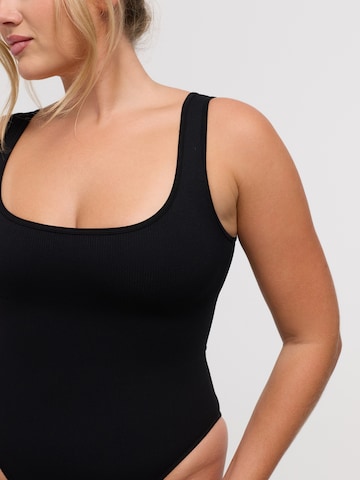 cfab Body 'Ribbed Tank Sculpting Bodysuit with Slip' in Zwart