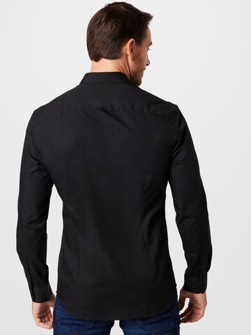 JACK & JONES Slim fit Button Up Shirt 'Joe' in Black
