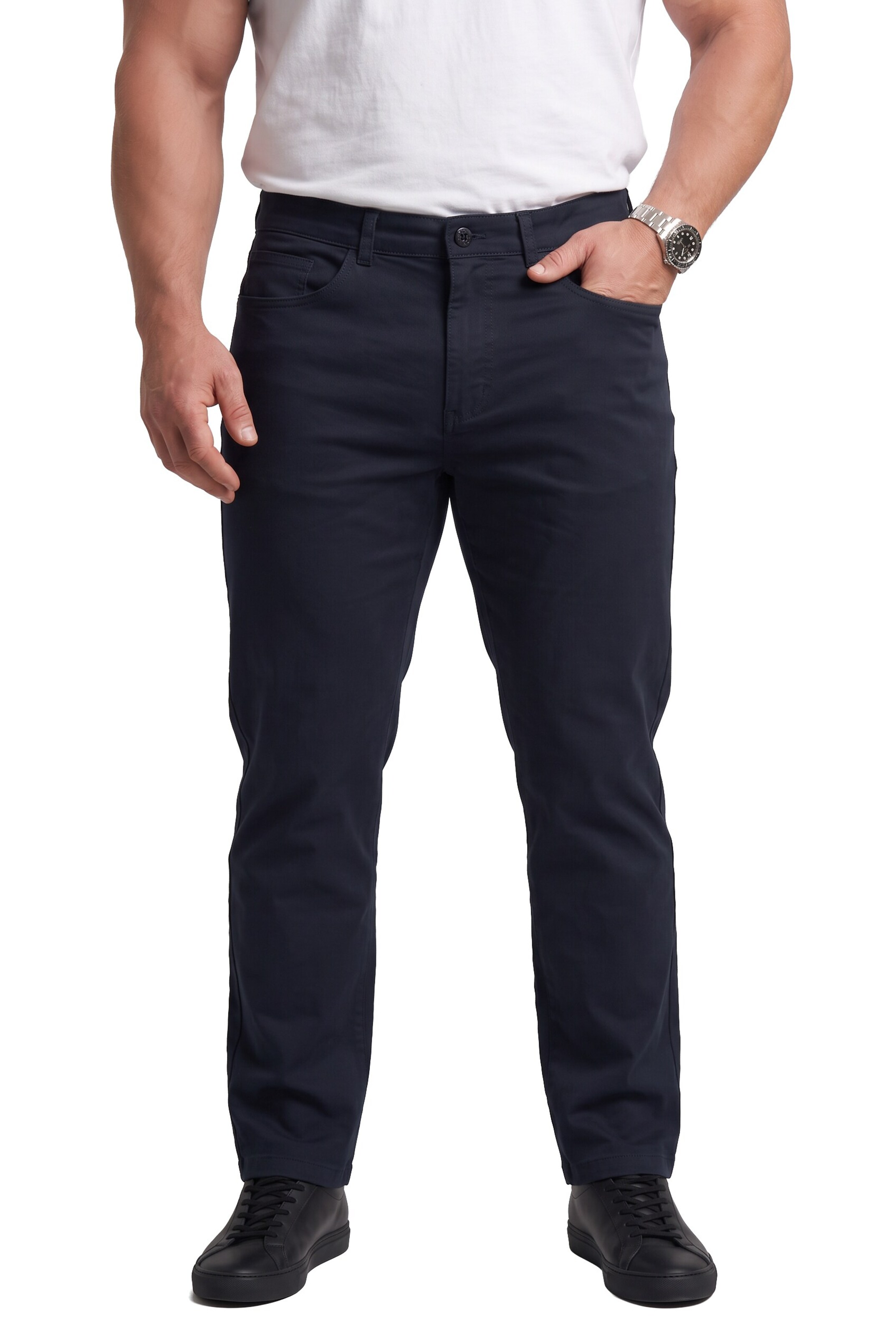 Men Plus Regular Trousers in Blue: front