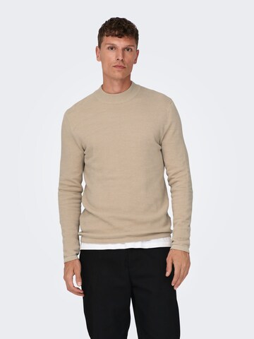 Only & Sons - Pullover 'PANTER' em bege: frente