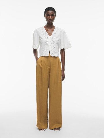 ROUGE EDIT Wide Leg Bukser med lægfolder i brun