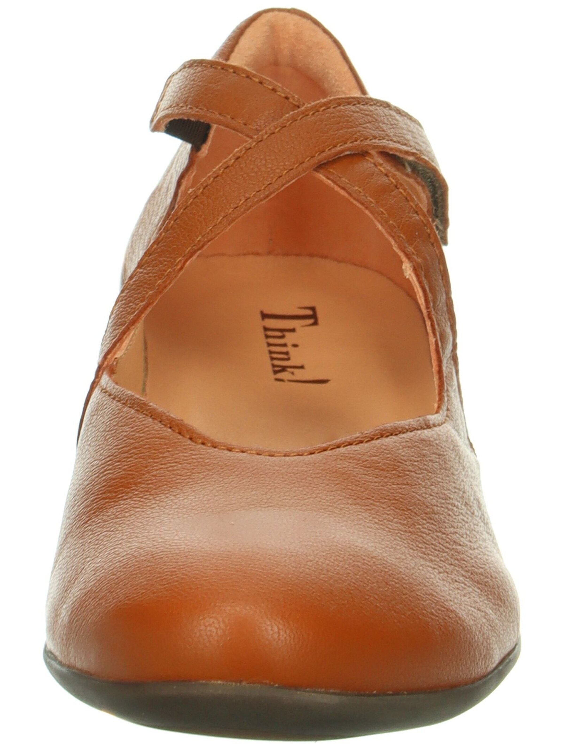 THINK! Ballet Flats with Strap in Brown