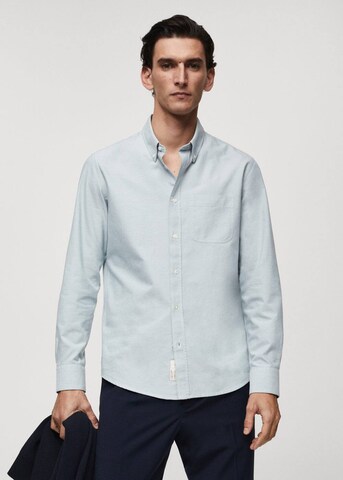 MANGO MAN Comfort fit Button Up Shirt 'Oxford' in Green: front