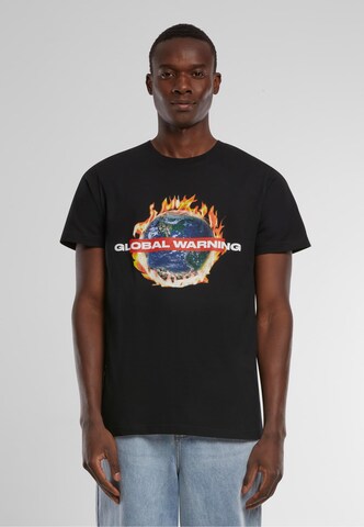 Mister Tee Shirt 'Global Warning' in Zwart: voorkant