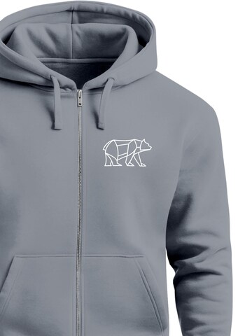 Neverless Sweatjacke 'Bär Lineart Polygon'‌‌‌‌ in Grau