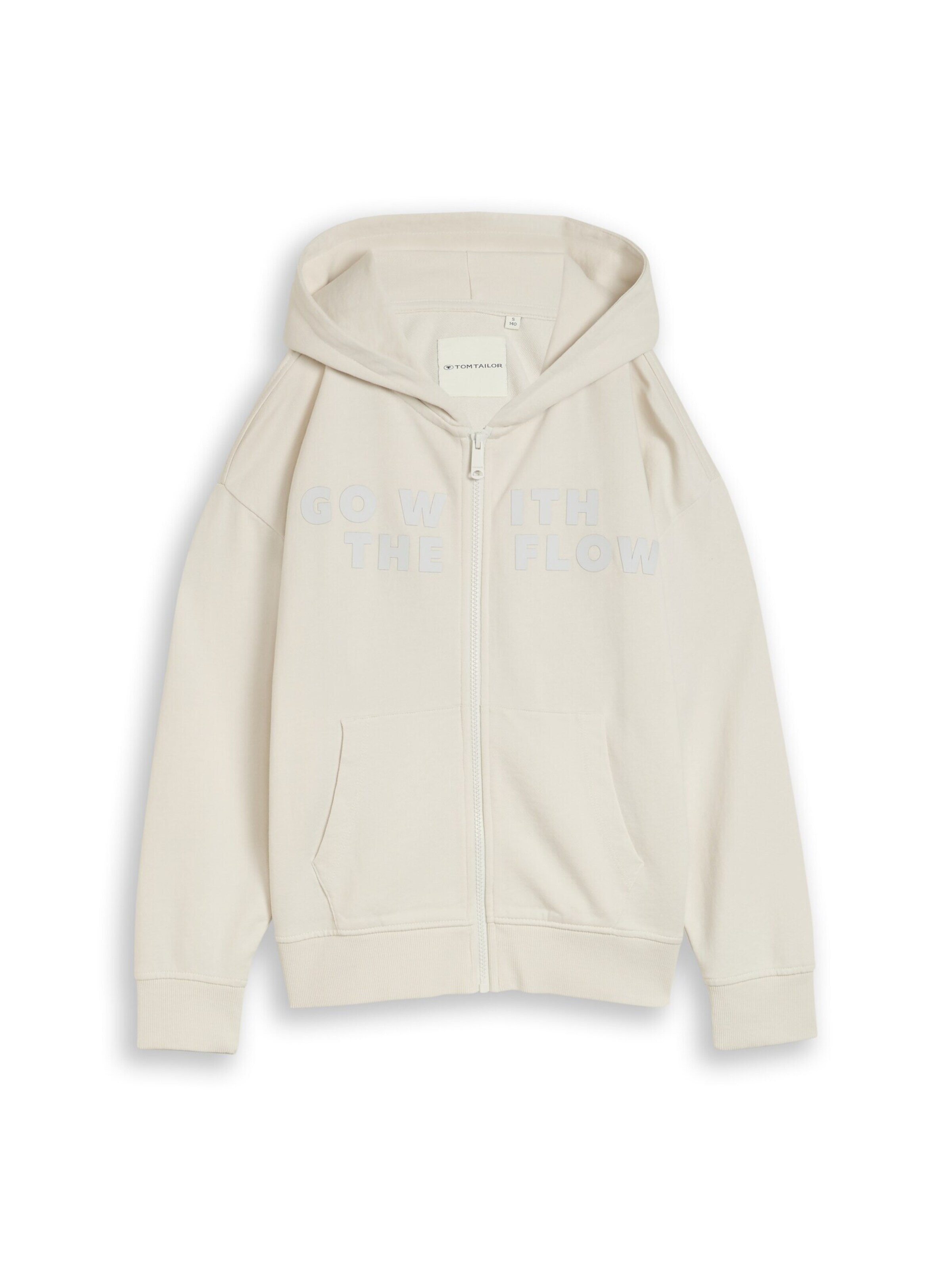TOM TAILOR Zip-Up Hoodie in White: front