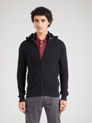 INDICODE JEANS Strickjacke 'Georjes' in Schwarz: Vorderseite