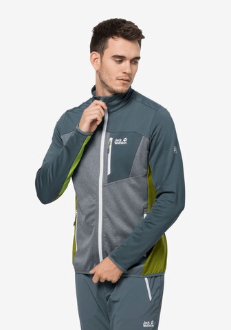 JACK WOLFSKIN Athletic Fleece Jacket in Grey: front