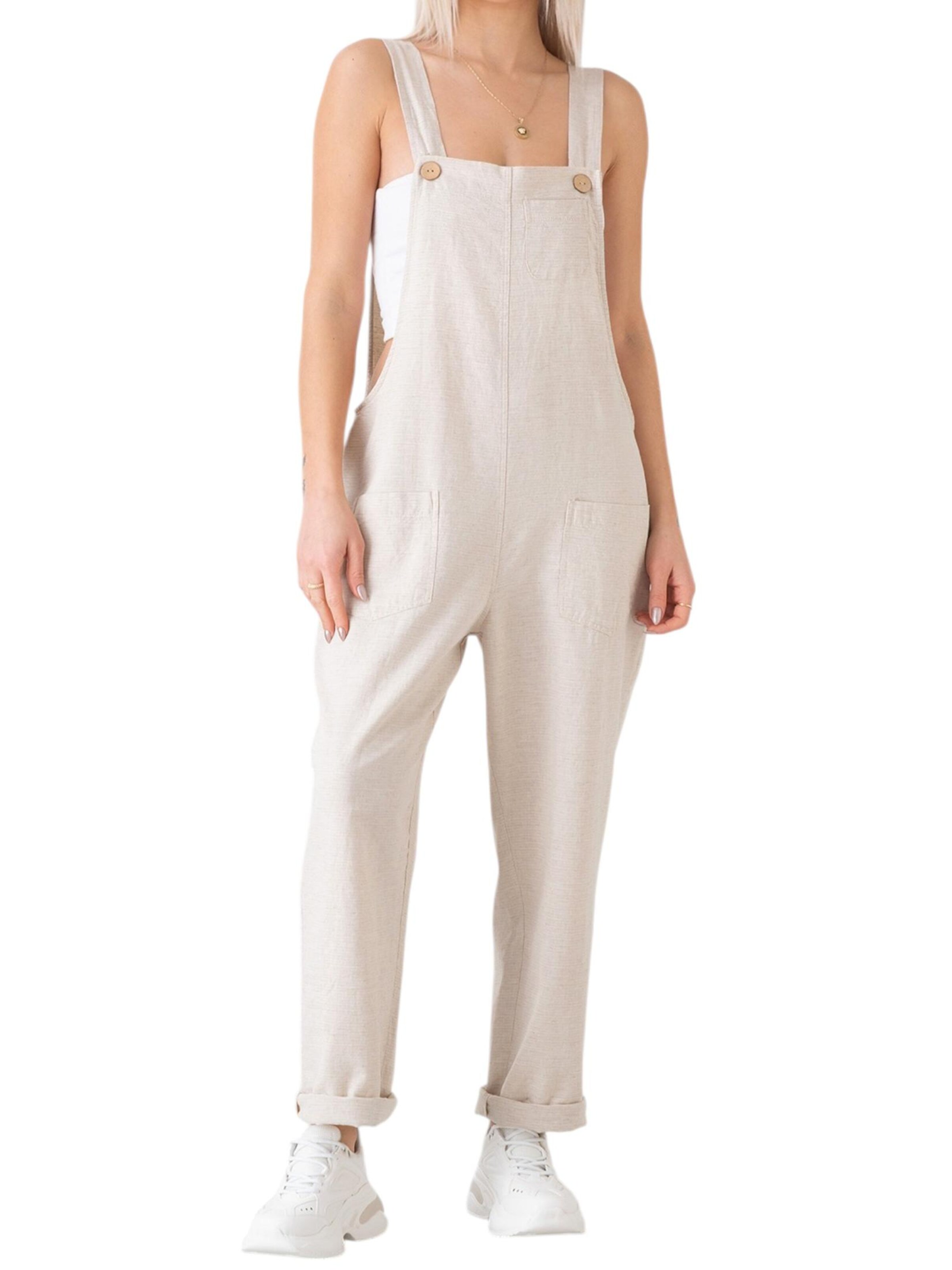 WENOR Loosefit Latzhose 'Roa' in Beige