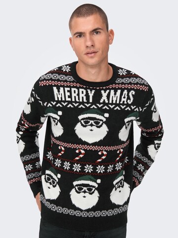 Only & Sons Sweater 'Xmas Santa' in Black