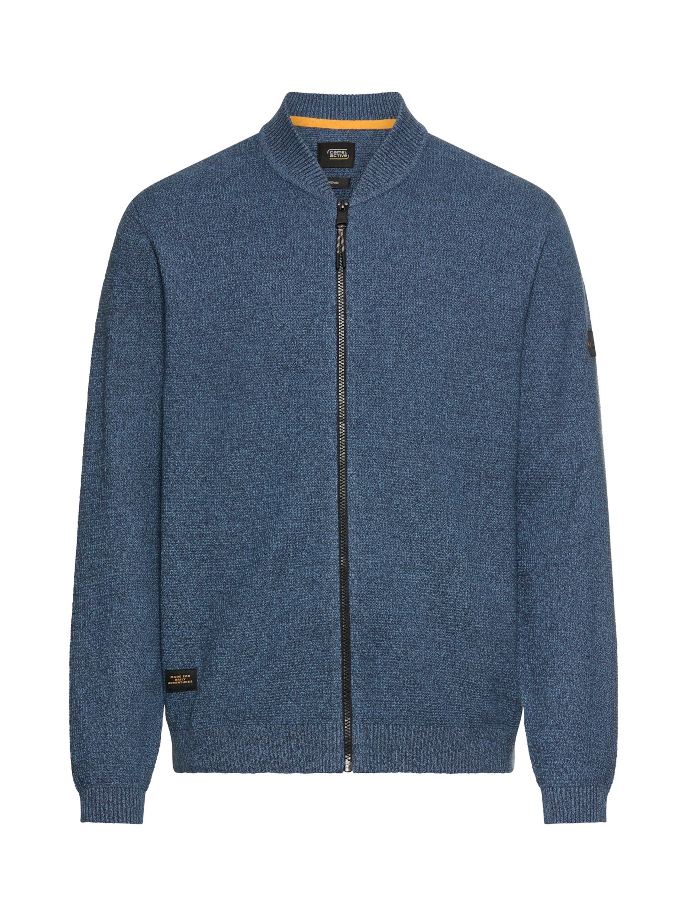 CAMEL ACTIVE Strickjacke mit Bomberkragen in Blau: Vorderseite