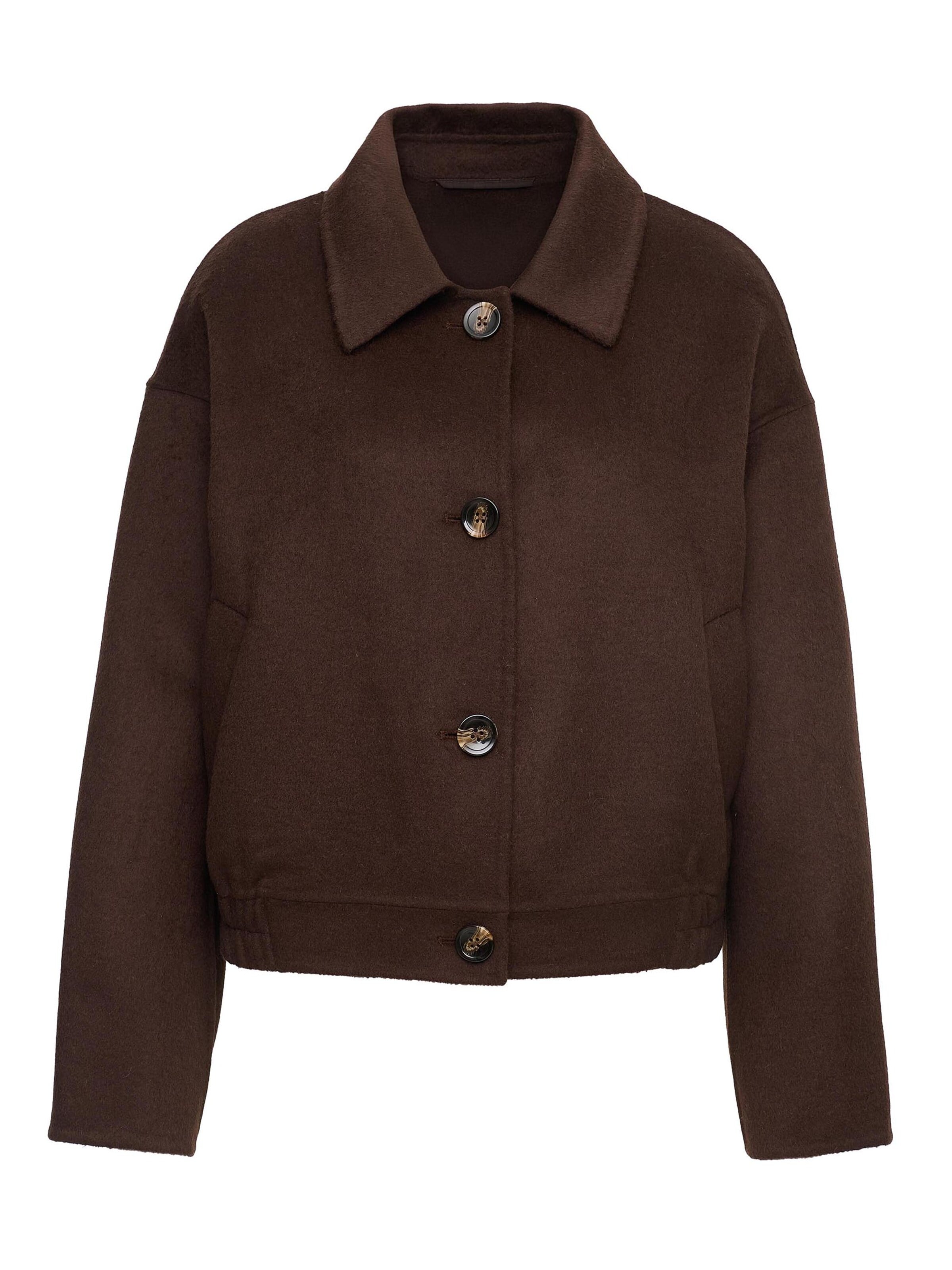 MANISA Between-Season Jacket 'Wolljacke' in Brown: front