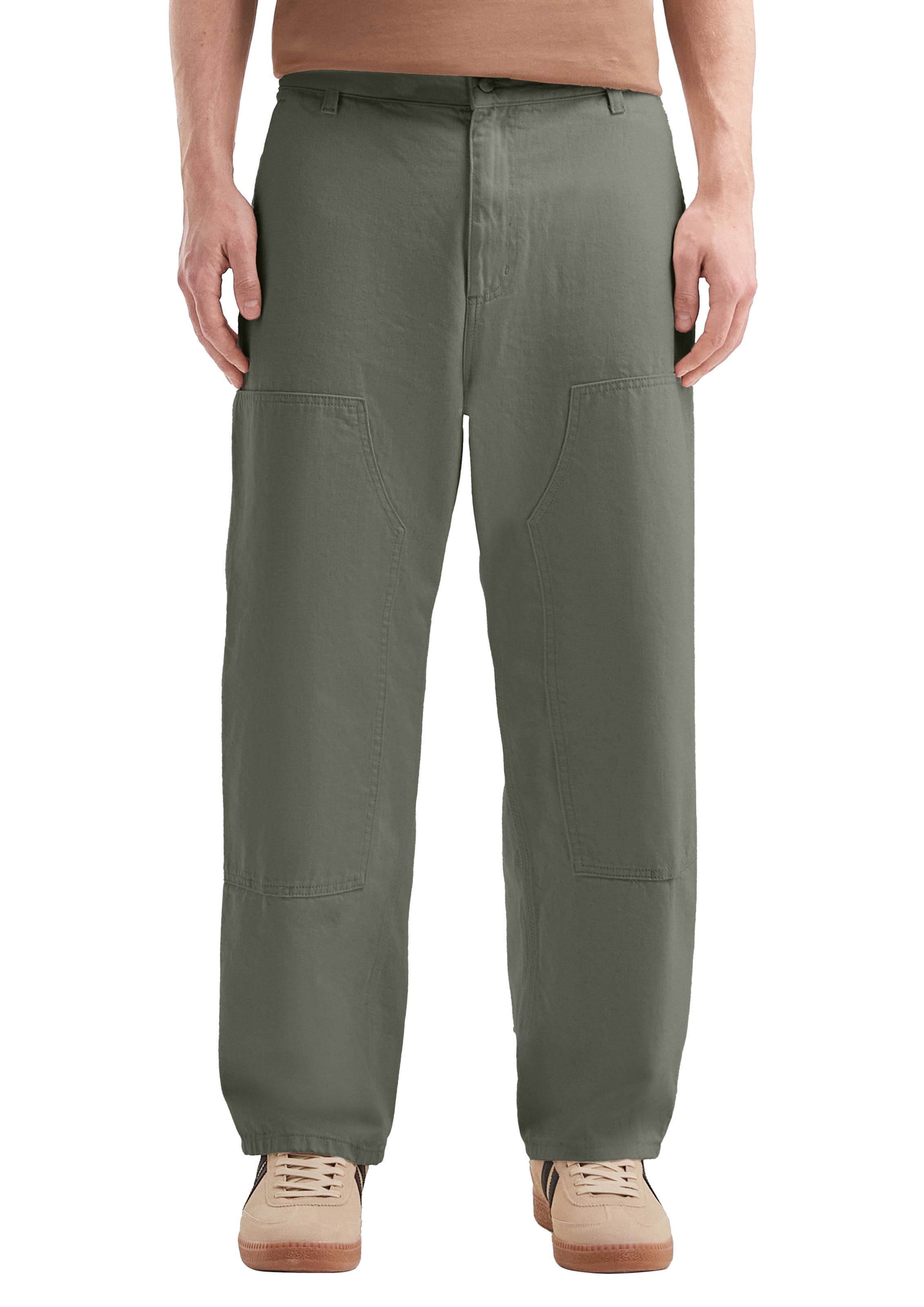 QS Loosefit Jeans in Groen: voorkant