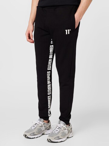 11 Degrees Tapered Pants in Black: front