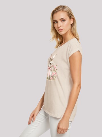 F4NT4STIC Shirt 'Niedlicher Osterhase mit Blumen' in Beige