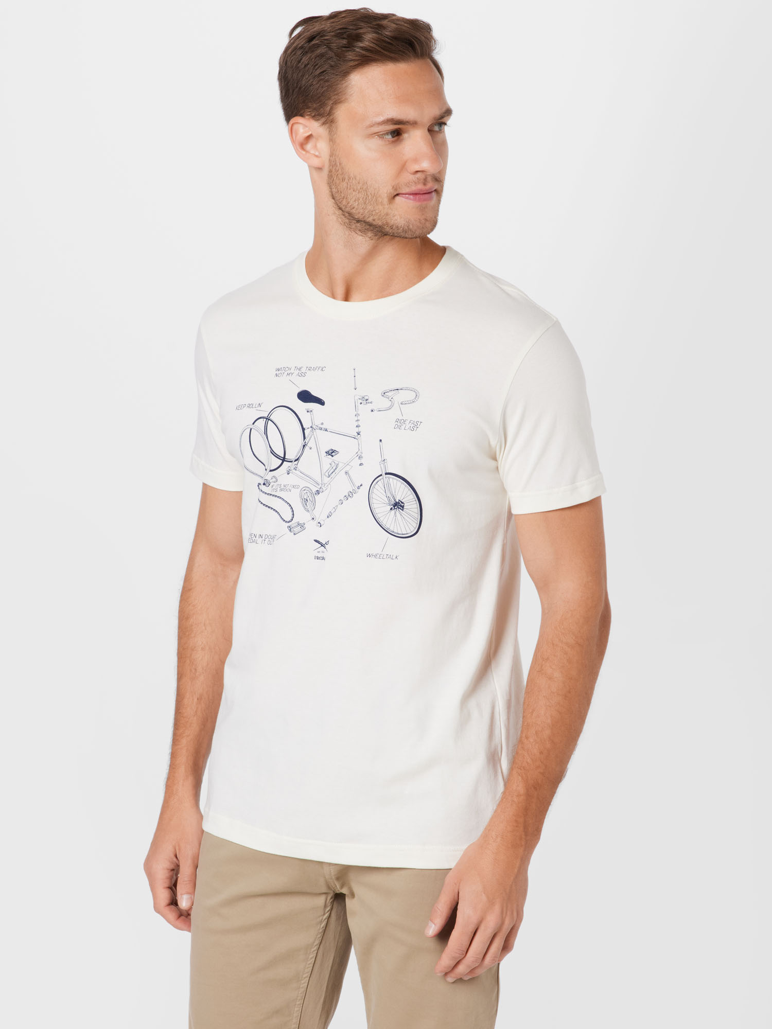Più sostenibile Abbigliamento Iriedaily Maglietta Bikeplosion in Bianco Naturale 