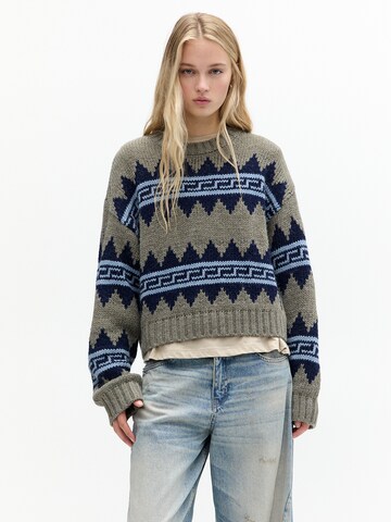 Pull&Bear Sweter w kolorze zielony: przód
