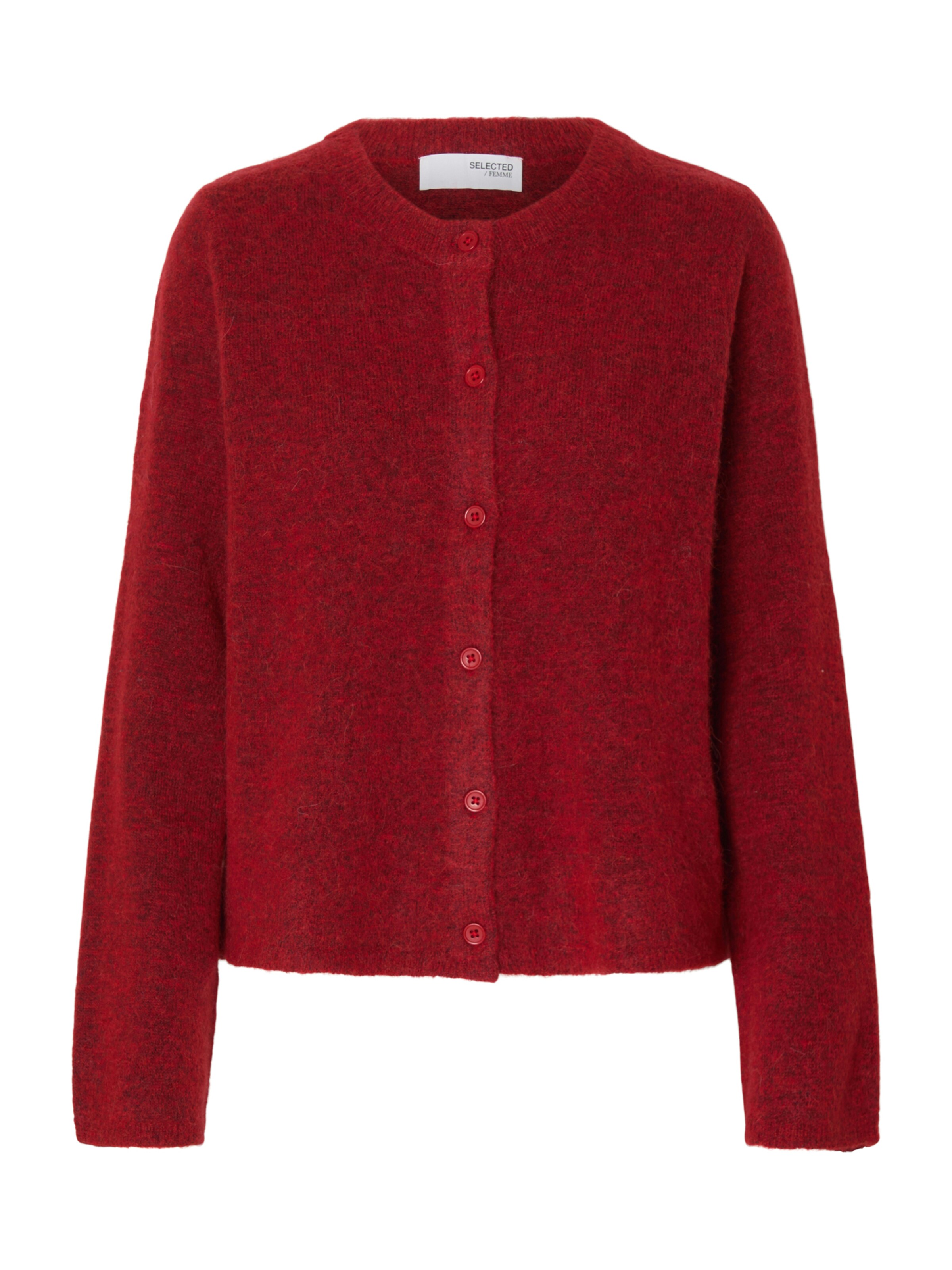 SELECTED Gebreid vest 'SLFLulu' in Rood: voorkant