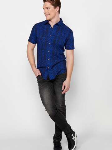 KOROSHI Slim fit Button Up Shirt in Blue