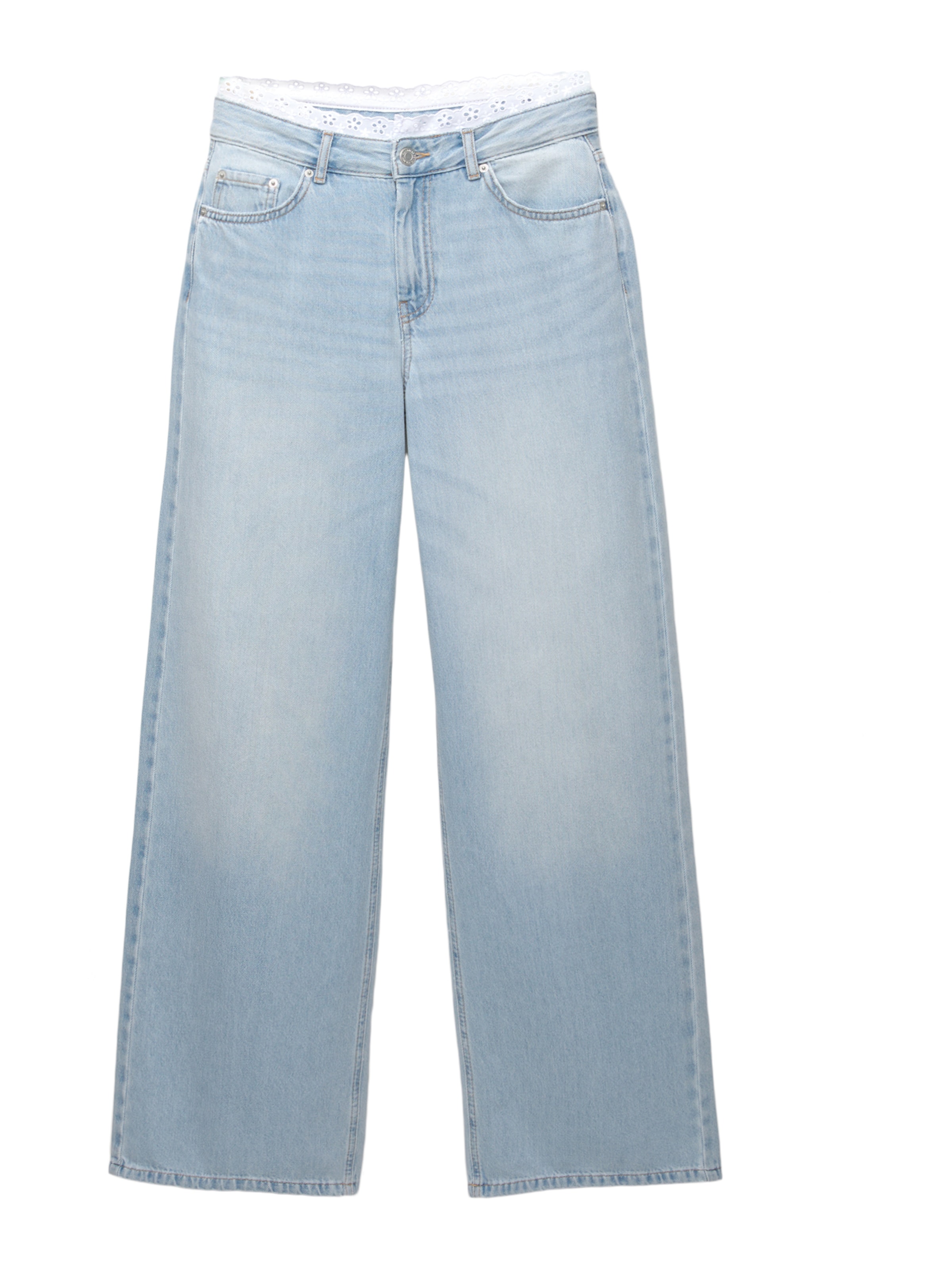Pull&Bear Wide leg Jeans i blå: framsida