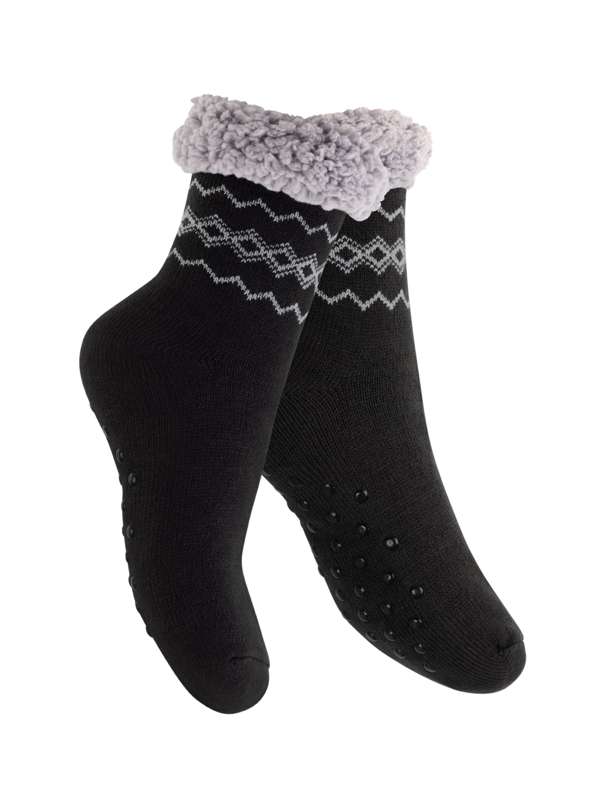 footstar Socken 'Haussocken'‌‌‌‌‌‌ in Schwarz: Vorderseite
