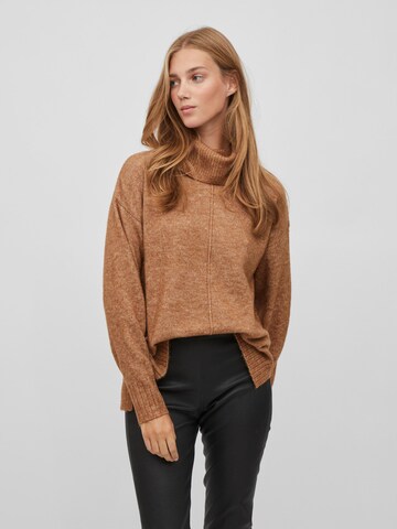 VILA Sweater 'MATHILDA' in Brown: front