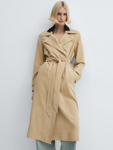 MANGO Between-Seasons Coat in Beige: front