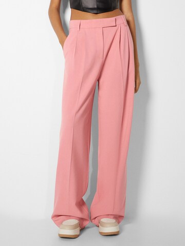 Bershka Zvonové kalhoty Kalhoty s puky – pink: přední strana