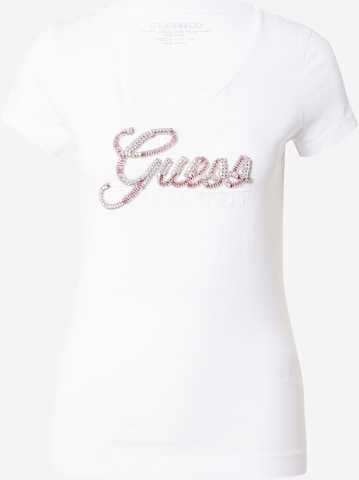 T shirt guess clearance blanc