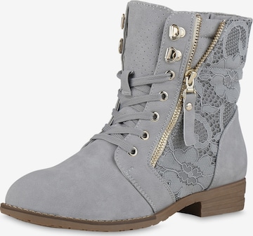 Van Hill Schnürstiefelette ' Paisley ' in Grau: Vorderseite